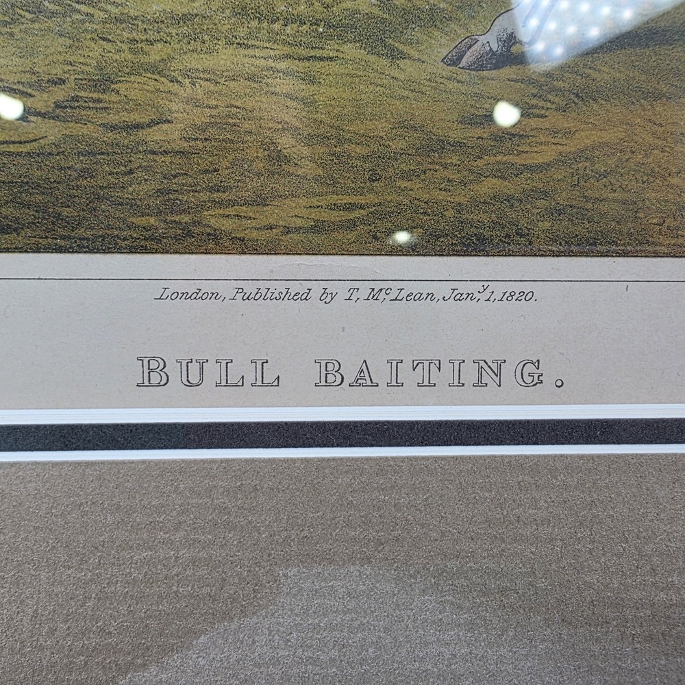 Henry Alken Bull Baiting Antique 1820 Hand Colored Aquatint I Clark Framed Print - Picture 6 of 12